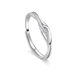 Romantic Interlaced Buckle Silver Couple Ring