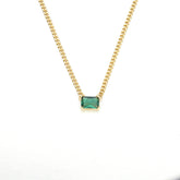 (Two Colours) Emerald Colour Zircon Little Rectangle Pendants 925 Silver Collarbone Necklace for Women