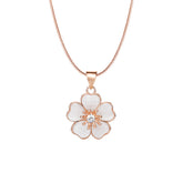 Mother of Pearl Petals Flower Pendant Silver Necklace for Women