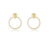 Full Zircon Hollow Circle Silver Drop Earrings for Women