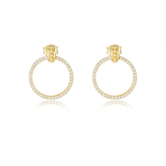 Full Zircon Hollow Circle Silver Drop Earrings for Women