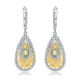 Italian Creative Sunflower Pear Drop Silver Drop Earrings for Women