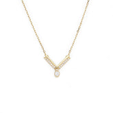 Gold Colour Letter V Pendants 925 Silver Collarbone Necklace for Women