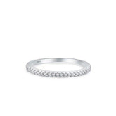 Single Row of Zircon Slim Sterling Silver Half Eternity Ring