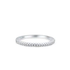 Single Row of Zircon Slim Sterling Silver Half Eternity Ring