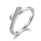 Geometric Cross Design Zircon Polished Sterling Silver Ring