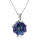 Europen Fashion Style Inlaid Colourful Crystal Flower Pendant Silver Necklace for Women