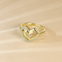 Rotating Heart-shape with Zircon Silver Ring