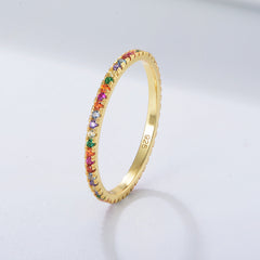 Colourful Stones Fashion Temperament Sterling Silver Ring for Women