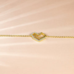 Rotating Heart with Zircon Silver Bracelet for Women