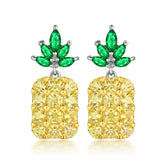 Zircon Pineapple Silver Studs Earrings for Women