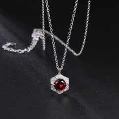 French Romantic Luxury Jewelry Design Inlaid Natural Colourful Gemstones Flower Pendant Silver Necklace for Women
