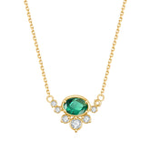 Charm Style Inlaid Emerald Nanometer Stone Pendant Plated Gold Silver Necklace for Women