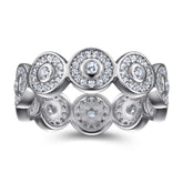 Vintage Round Full Zircon Silver Ring