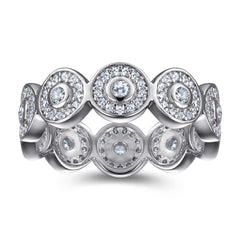 Vintage Round Full Zircon Silver Ring