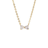Mini Zircon Bow Pendant Silver Necklace for Women