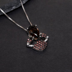 Luxury Design Natural Colourful Gemstone Little Crab Pendant Silver Necklace for Women
