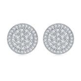 Full Zircon Three Laps Round Silver Studs Earrings for Women