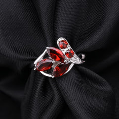 European Fashion Style Inlaid Natural Gemstones Flower Silver Ring for Women