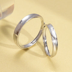 Antler Pattern Opening Sterling Silver Couple Rings