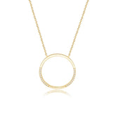 Circle Ring with Zircon Pendant Sterling Silver Necklace for Women