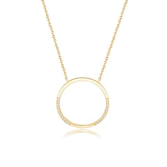 Circle Ring with Zircon Pendant Sterling Silver Necklace for Women