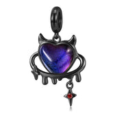 Black Little Devil Heart Silver Pendant