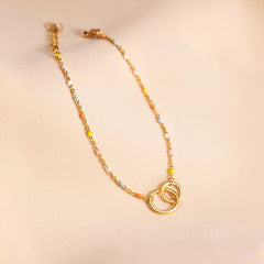 Double Hollow Circle Rainbow Sterling Silver Bracelet