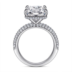 Radiant Cut Zircon Four Prongs Solitaire Silver Ring