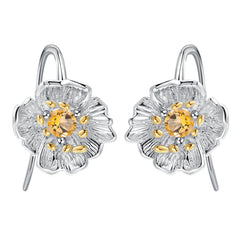 Colourful Gemstone Floral Design Silver Earrings for Women