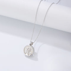 Natural Mother of Pearl Virgin Mary Figure Pendant Silver Necklace for Women