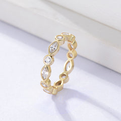 Round and Marquise White Zircon Sterling Silver Ring