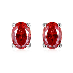 Solitaire 1.0 Carat Oval Cut Moissanite Silver Stud Earrings
