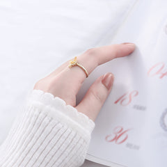 Yellow Zircon Water Droplet Crown Design Sterling Silver Ring