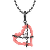 Blockade Pink Heart Pendant Zircon Silver Necklace
