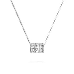 Three Row Zircon Ring Pendant Silver Necklace for Women