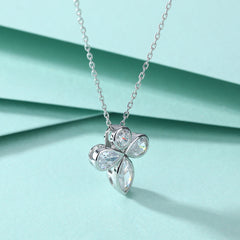 Marquise and Pear Drop Zircon Flower Pendant Silver Necklace for Women