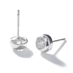 Classic Single Zircon Silver Stud Earrings for Women