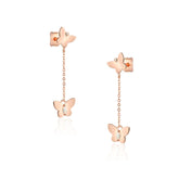 Double Butterfly with Marquise Zircon Tassel Silver Drop Earrings for Women