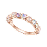 Luxury Row Opal Stones S925 Sterling Silver Ring