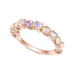 Luxury Row Opal Stones S925 Sterling Silver Ring