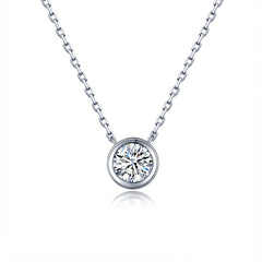 (Pendant Only) Solitaire Round Zircon Silver Pendant for Women