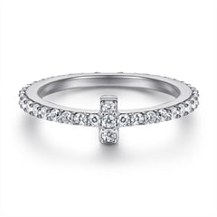 Full Zircon Cross Silver Ring for Women