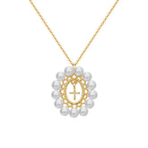 Pearl Circle with Cross Pendant Silver Necklace for Women