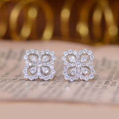 Pear Drop Zircon Clover Stud Earrings