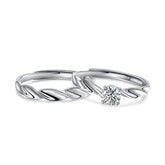 Twisted Grain Silver Couple Ring