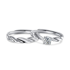 Twisted Grain Silver Couple Ring