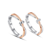 Twin Knot Silver Couple Ring