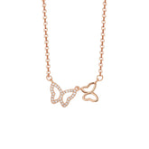 Hollow Two Butterflies with Zircon Silver Necklace for Women