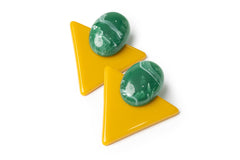 Yellow Coconut Tree on Beach Drop Earrings